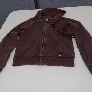 Vintage Pink Zip up hoodie Brown Medium